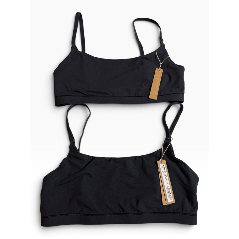 SKIMS Fits Everybody Maternity Nursing Scoop Bralette Onyx Black Set of 2 Small